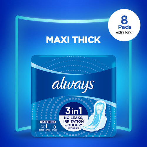 Always Thicks Maxi Sanitary Pads Long Single Pack 8 Count