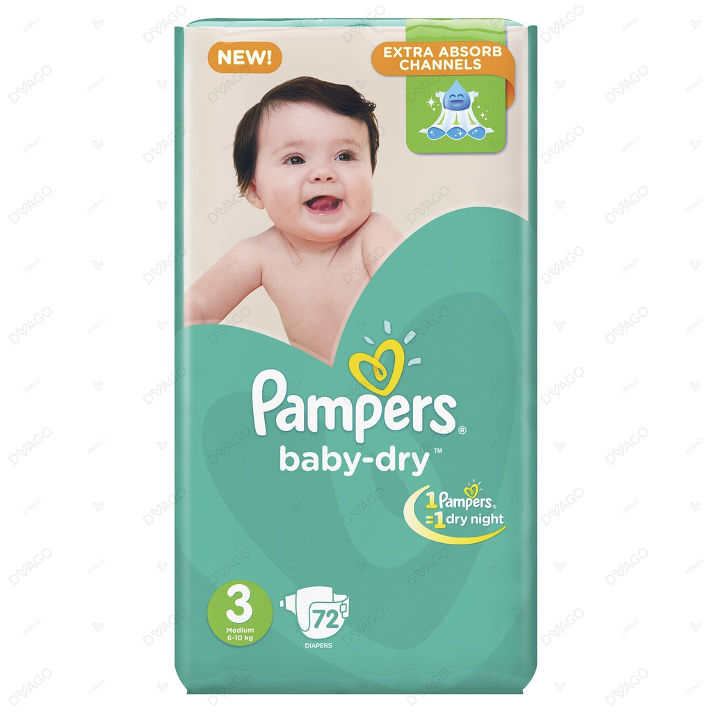 Pampers Baby Dry Diapers Medium Size 3 72 Count