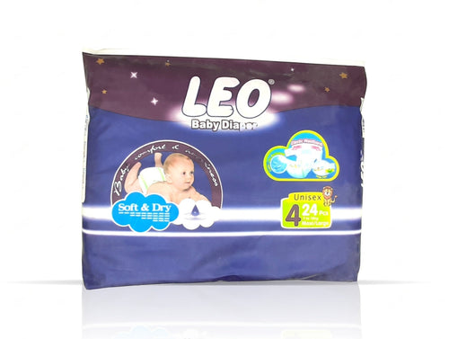 Leo Baby Diapers Large Size 4 24 Count