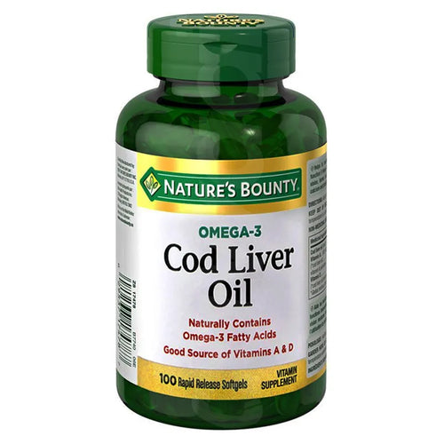 Nature's Bounty Omega-3 Cod Liver Oil 100 Softgels