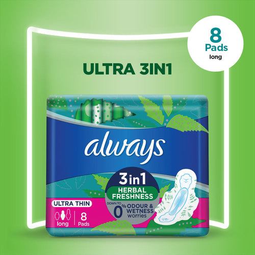 Always Ultra Sanitary Pads Long Single Pack 8 Count