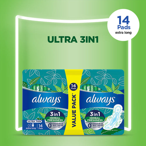 Always Ultra Sanitary Pads Extra Long Value Pack 14 Count