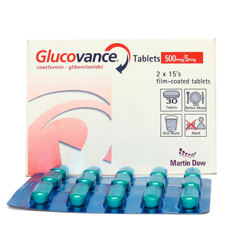 Glucovance Tablets 5/500mg 2X15's